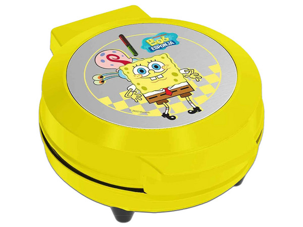 Waflera Bob Esponja BOBE4 de 760W, Acero Inoxidable. Color Amarillo.