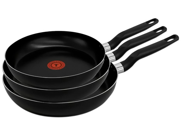 Juego de Sartenes T-Fal Vital, 3 piezas, Aluminio. Color Negro.