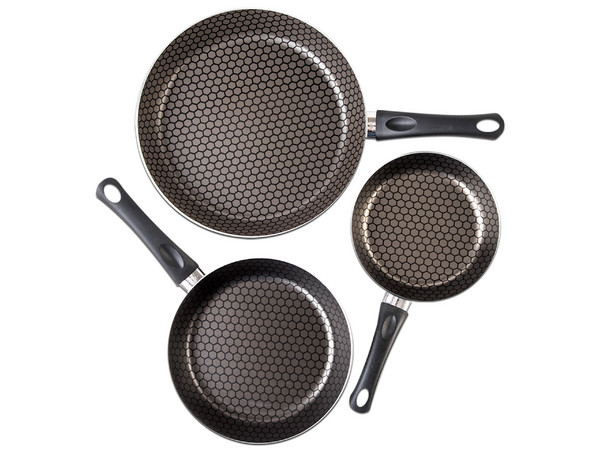Juego de Sartenes Cinsa Magnifica, 3 piezas, Aluminio, Incluye Espátula. Color Negro.