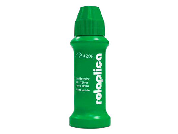 Tinta para Sellos Azor Rolaplica, 60ml. Color Verde.