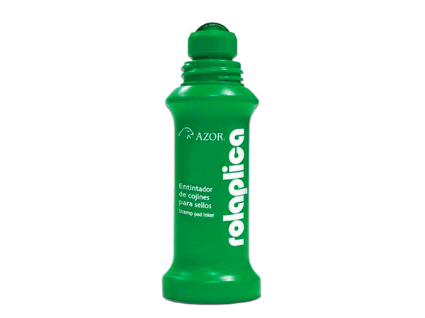 Tinta para Sellos Azor Rolaplica, 60ml. Color Verde.