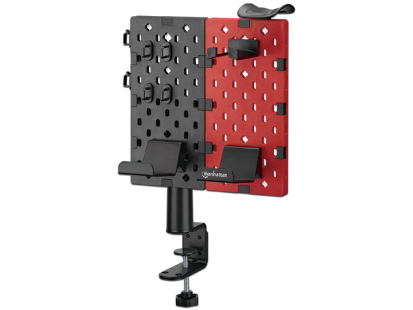 Soporte de Escritorio Manhattan: Con tablero organizador perforado y porta accesorios, diseñado para optimizar el espacio y mantener tu área de trabajo ordenada y funcional.