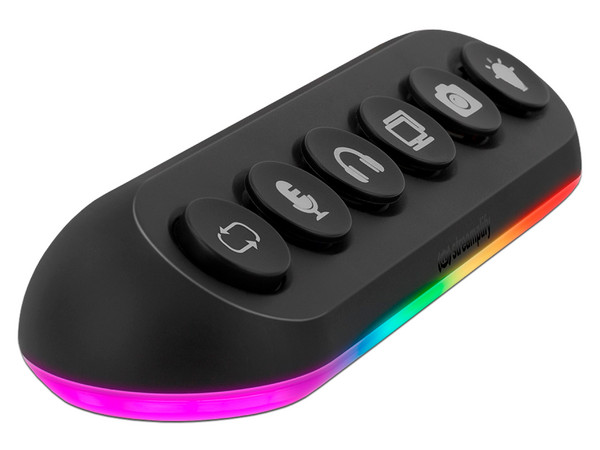Usb HUB Streamplify Deck 5, con 4 x USB 3.0, 1 x USB 2.0, iluminación RGB, 12V. Color Negro.
