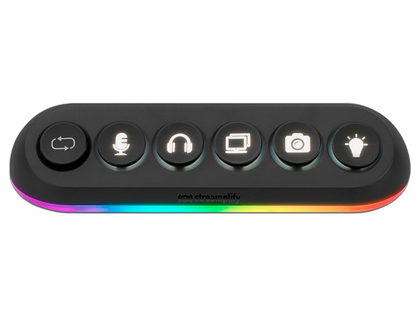 Usb HUB Streamplify Deck 5, con 4 x USB 3.0, 1 x USB 2.0, iluminación RGB, 12V. Color Negro.