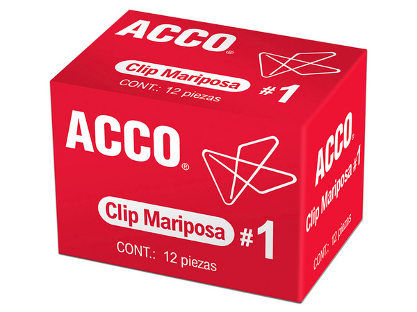 Clips Acco Mariposa No.1 Gigante Inoxidables 12 Unidades
