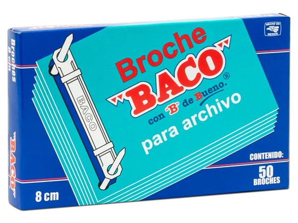 Broche Baco de 8 cm, con Capacidad para 50 Hojas.