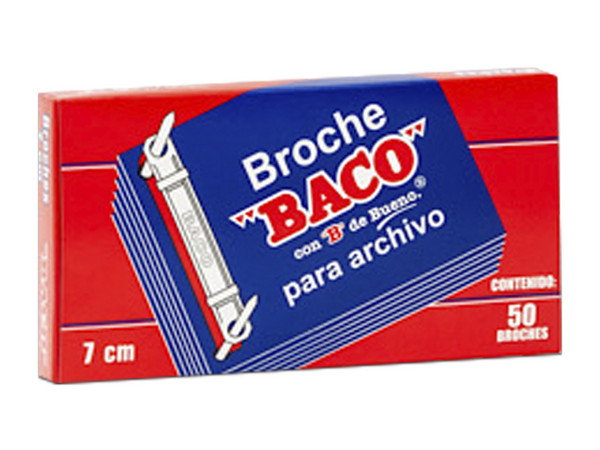Broche Baco para archivo de 7cm. Paquete con 50 piezas