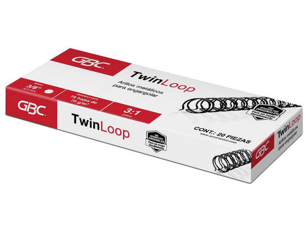 Arillo Metálico GBC TwinLoop, de 3/8