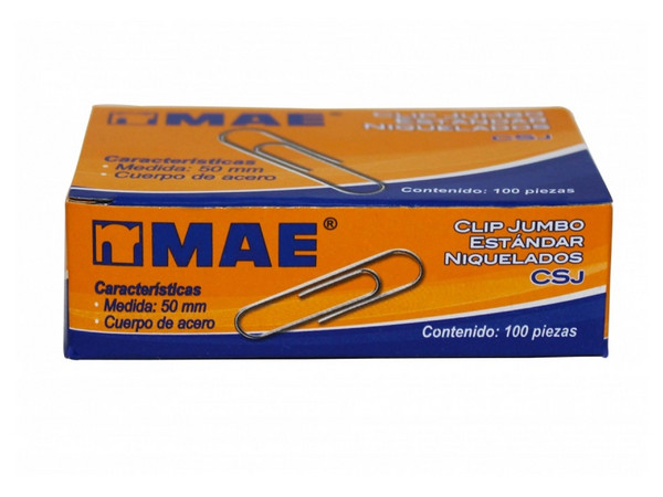 Clip Estándar Jumbo MAE CSJ, Caja con 100 Piezas.