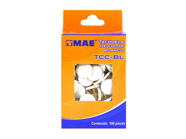 Tachuela MAE de 100 piezas. Color Blanco