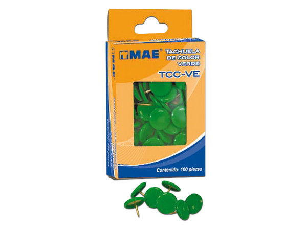 Tachuela MAE de 100 piezas. Color Verde
