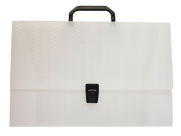 Caja Porta Documentos Oxford con agarradera y broche, Tamaño Oficio, Color Blanco.