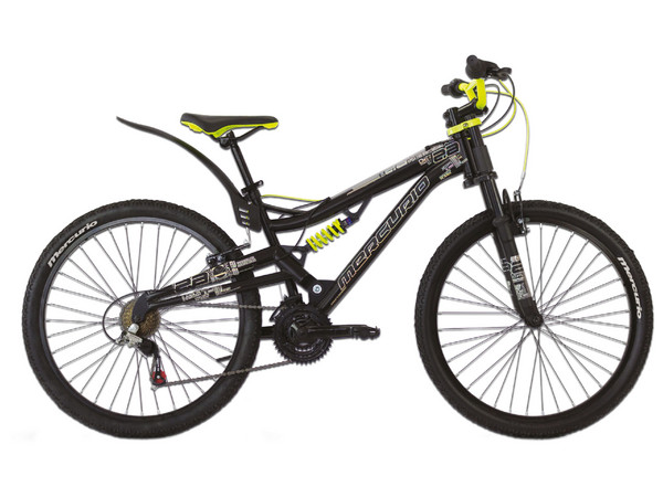 Bicicleta para Montaña Mercurio Kaizer R26, Freno en V, Suspensión Tipo Tijera, Color Negro y Verde