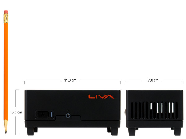 Mini Computadora ECS LIVA,
Procesador Intel Celeron N2807 (hasta 2.16 GHz),
2 GB DDR3L, Almacenamiento Interno 64 GB,
Video Intel HD Graphics,
Red 802.11a/b/g/n, Bluetooth 4.0,
Sistema Operativo compatible Windows 8.1 de 64 bits (No Incluido)