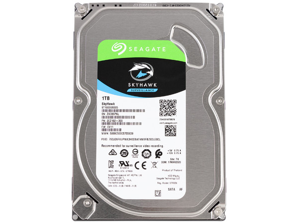 Disco Duro para Videovigilancia Seagate SkyHawk de  1TB, Caché 64MB, 5900 RPM, SATA III (6.0 Gb/s).