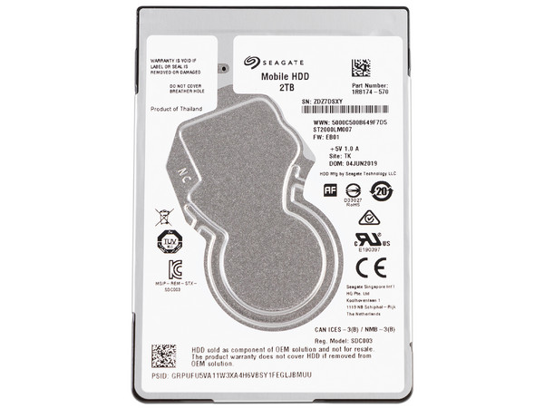 Disco Duro para Laptop Seagate de 2 TB, Caché 128 MB, 5400 RPM, SATA III (6.0 Gb/s).