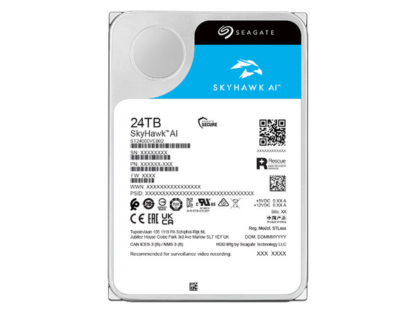 Disco Duro Seagate SkyHawk AI para Videovigilancia de 24TB, 3.5