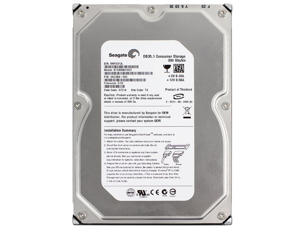 Disco Duro Seagate 300 GB, Caché 8MB, 7200 RPM, SATA. (New Pull)