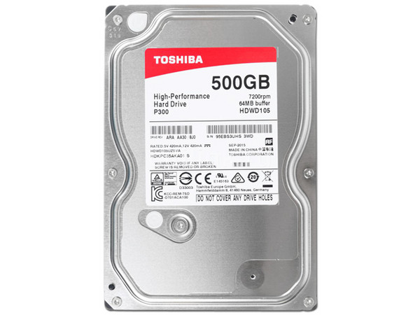 Disco Duro Toshiba 500 GB, Caché 64 MB, 7200 RPM, SATA III (6.0 Gb/s).
