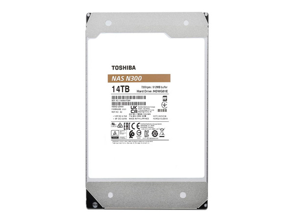 Disco Duro Interno Toshiba N300 de 14 TB, 512MB Caché, 7200 RPM, SATA III (6 Gb/s).