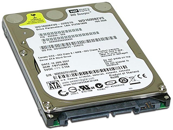 Disco Duro para Laptop Western Digital de 160GB, 5400 RPM, SATA