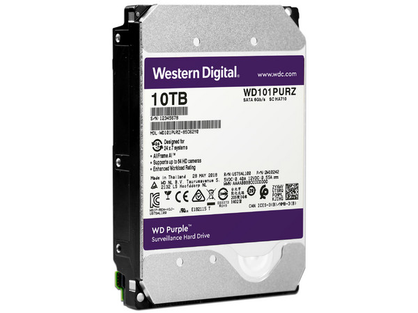 Disco Duro para Videovigilancia Western Digital Purple de 10 TB, 7200 RPM, 256MB, SATA III (6.0 Gb/s).