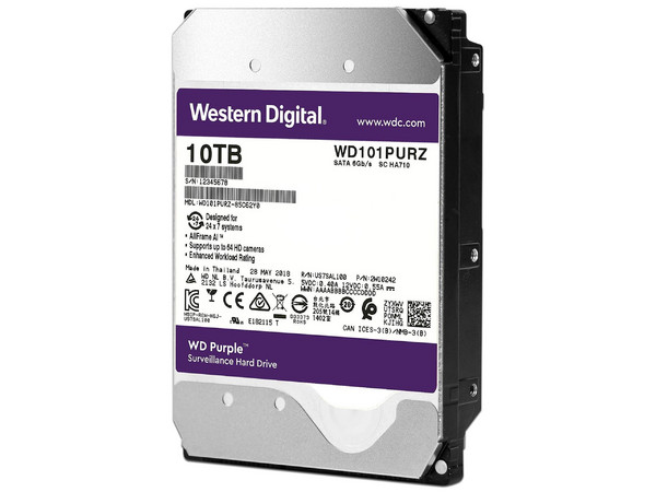 Disco Duro para Videovigilancia Western Digital Purple de 10 TB, 7200 RPM, 256MB, SATA III (6.0 Gb/s).