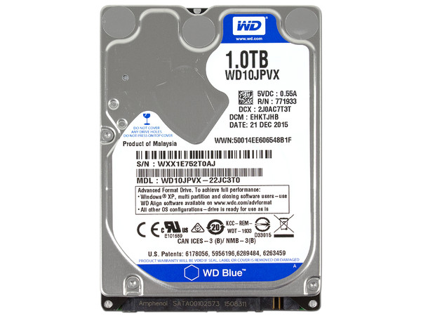 Disco Duro para Laptop Western Digital Blue de 1 TB, 5400 RPM, 8MB, SATA III (6.0 Gb/s).