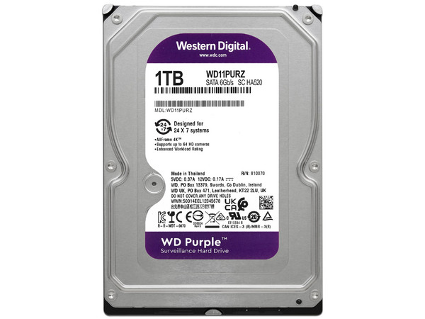 Disco Duro para Videovigilancia Western Digital Purple de 1 TB, IntelliPower RPM, SATA III (6 Gb/s). (Caja abierta)