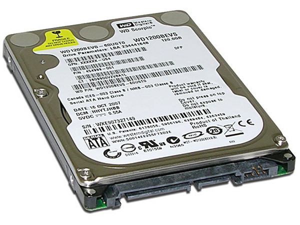 Disco Duro para Laptop Western Digital de 120GB, 5400 RPM, 8MB, SATA