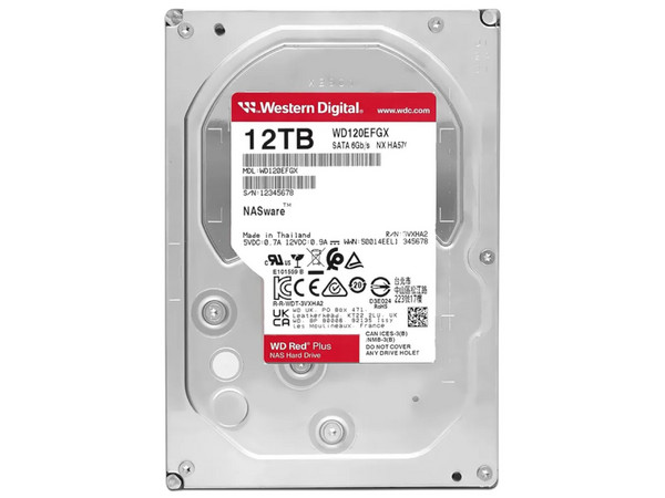 Disco Duro Western Digital Red Plus NAS WD120EFGX, 12 TB, 3.5