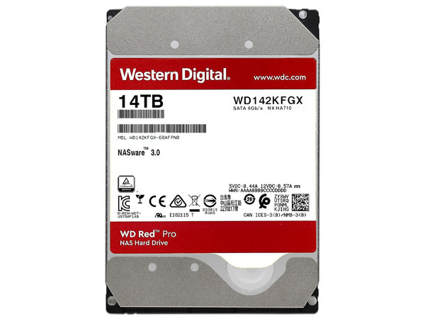 Disco Duro Interno Western Digital Red Pro NAS de 14 TB, 512MB Caché, 7200 RPM, SATA III (6 Gb/s).