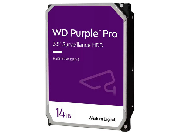 Disco Duro Western Digital Purple Pro Surveillance de 14TB, 512MB caché, 7200 RPM, SATA III (6 Gb/s).
