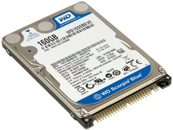Disco Duro para Laptop Western Digital Scorpio Blue de 160GB, 5400 RPM, 8MB, IDE