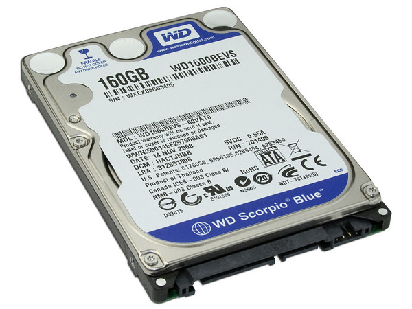 Disco Duro para Laptop Western Digital de 160GB, Caché 8MB, 5400 RPM, SATA 1.5 Gb/s