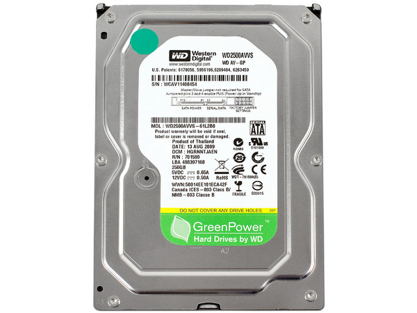 Disco Duro Western Digital Green de 250 GB, 8 MB Caché, SATA II (3Gb/s), New Pull.
