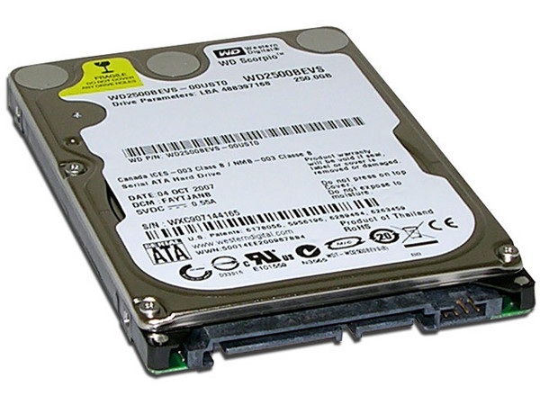 Disco Duro para Laptop Western Digital de 250GB, 5400 RPM, 8MB, SATA I.