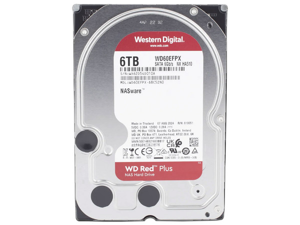 Disco Duro para NAS Western Digital Red Plus de 6 TB, 256MB caché, 5400RPM, SATA III (6 Gb/s).