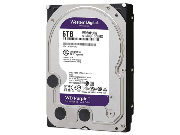 Disco Duro para Videovigilancia Western Digital Purple de 6TB,  64 MB Caché, 5400 RPM, SATA III (6 Gb/s).