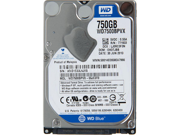 Disco Duro para Laptop Western Digital Blue de 750 GB, 5400 RPM, 8MB, SATA III (6.0 Gb/s).