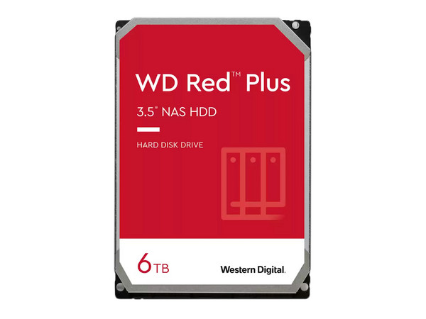 Disco Duro para NAS Western Digital Red Plus de 6 TB, 5400RPM, SATA III (6 Gb/s).