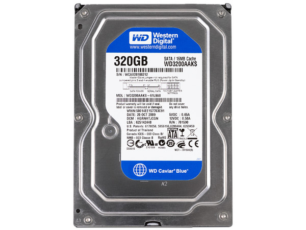 Disco Duro Western Digital de 320 GB, Caviar Blue, 16MB Caché , SATA II (3 Gb/s) New Pull.