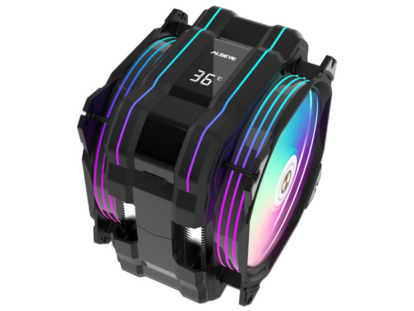 Disipador y Ventilador Alseye M120D Plus-W II, Pantalla LED, 1900 RPM, Soporta Socket LGA 1700, 1366 y AMD AM4 y AM5, ARGB, Color Negro.