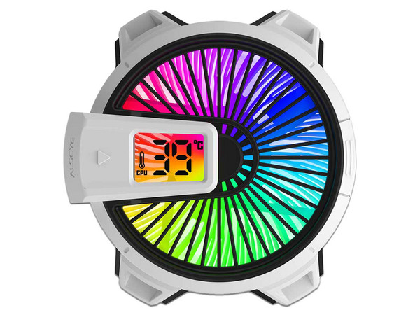 Disipador y Ventilador Alseye W90-AMD, ARGB, Pantalla LED, 3000 RPM, Soporta Socket AMD AM5 y AM4, Color Blanco.