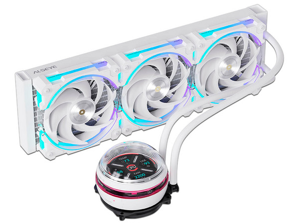 Sistema de Enfriamiento Líquido Alseye W360-L-W de 360 mm, Velocidad de 2400 RPM, Iluminación ARGB, Color Blanco.