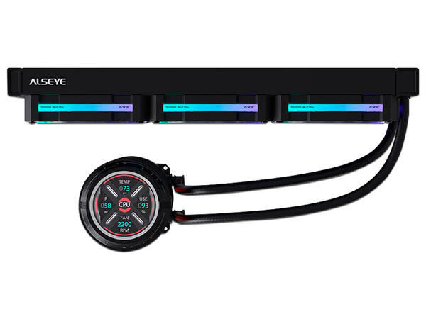 Sistema de enfriamiento líquido ALSEYE W360-V-B, 360 mm, hasta 2400 RPM. Color negro.