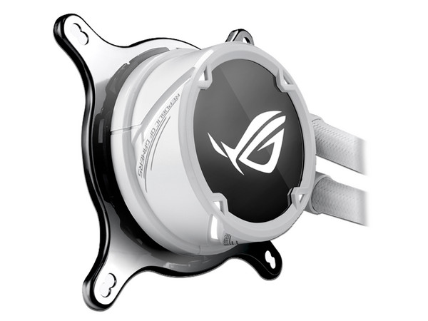 Sistema de enfriamiento líquido ASUS ROG Strix LC 360 RGB Edición White, con Aura Sync RGB y 3 ventiladores A-RGB de 120 mm.