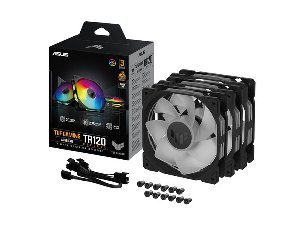 Kit de 3 Ventiladores Asus TUF Gaming TR120 ARGB, 120mm, 2000 RPM. Color Blanco.
