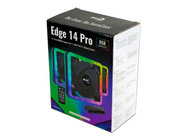 Kit de 3 Ventiladores AeroCool Edge  14 Pro, 140mm, iluminación RGB