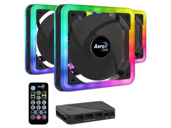 Kit de 3 Ventiladores AeroCool Edge  14 Pro, 140mm, iluminación RGB